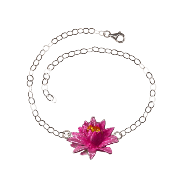 pulsera flor de loto en plata
